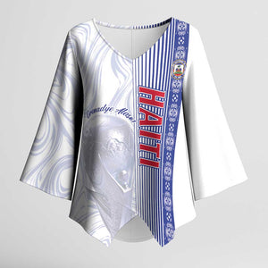Custom Afro-Haiti Football Kimono Sleeve Blouse 2026 Grenadye Alaso White Version - African Pride