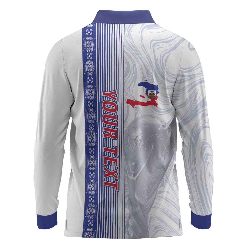 Custom Afro-Haiti Football Long Sleeve Polo Shirt 2026 Grenadye Alaso White Version - African Pride