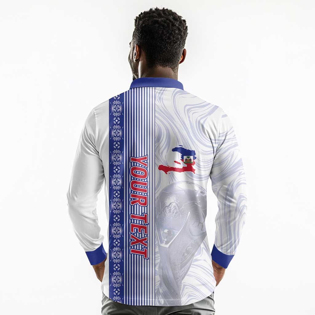 Custom Afro-Haiti Football Long Sleeve Polo Shirt 2026 Grenadye Alaso White Version - African Pride