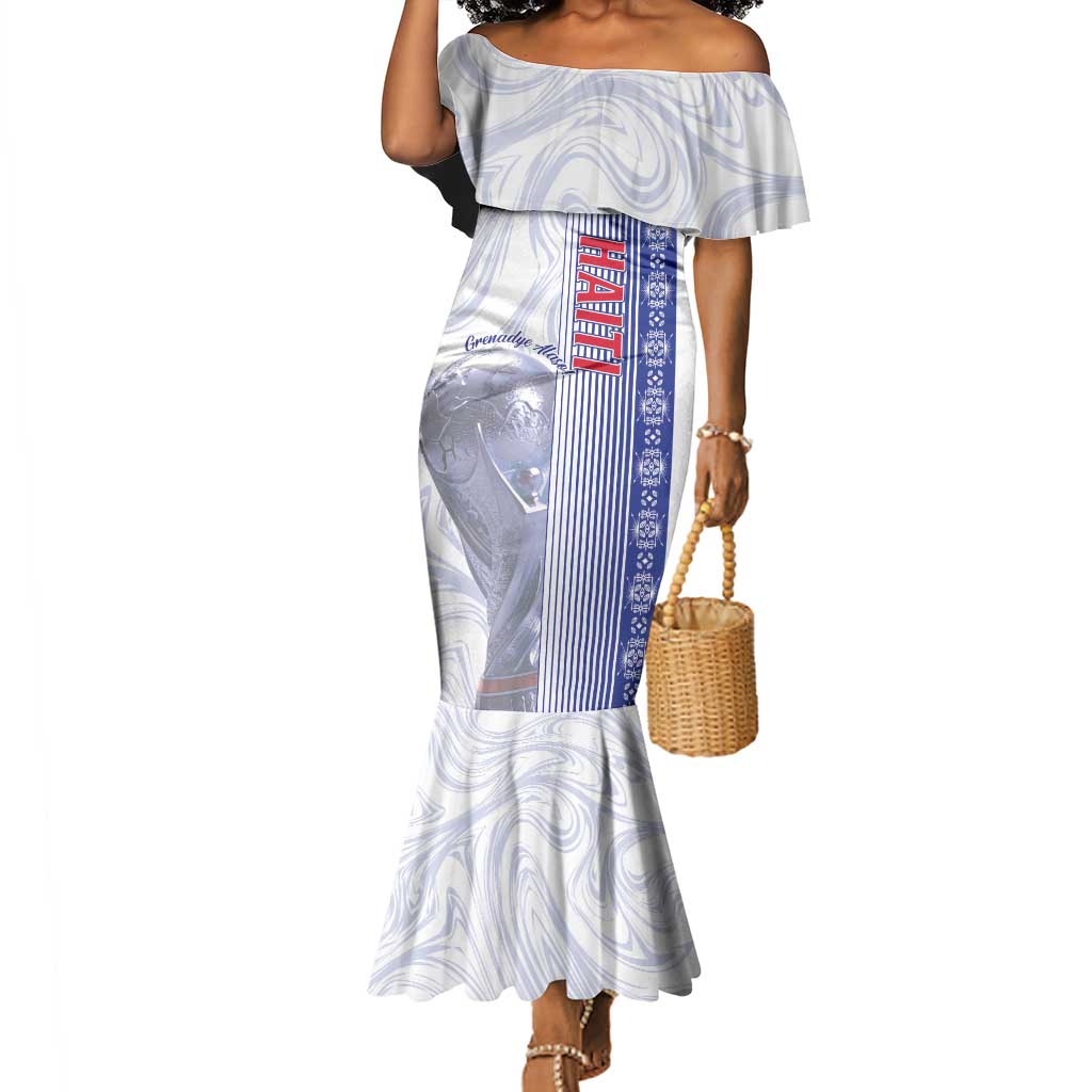 Custom Afro-Haiti Football Mermaid Dress 2026 Grenadye Alaso White Version - African Pride