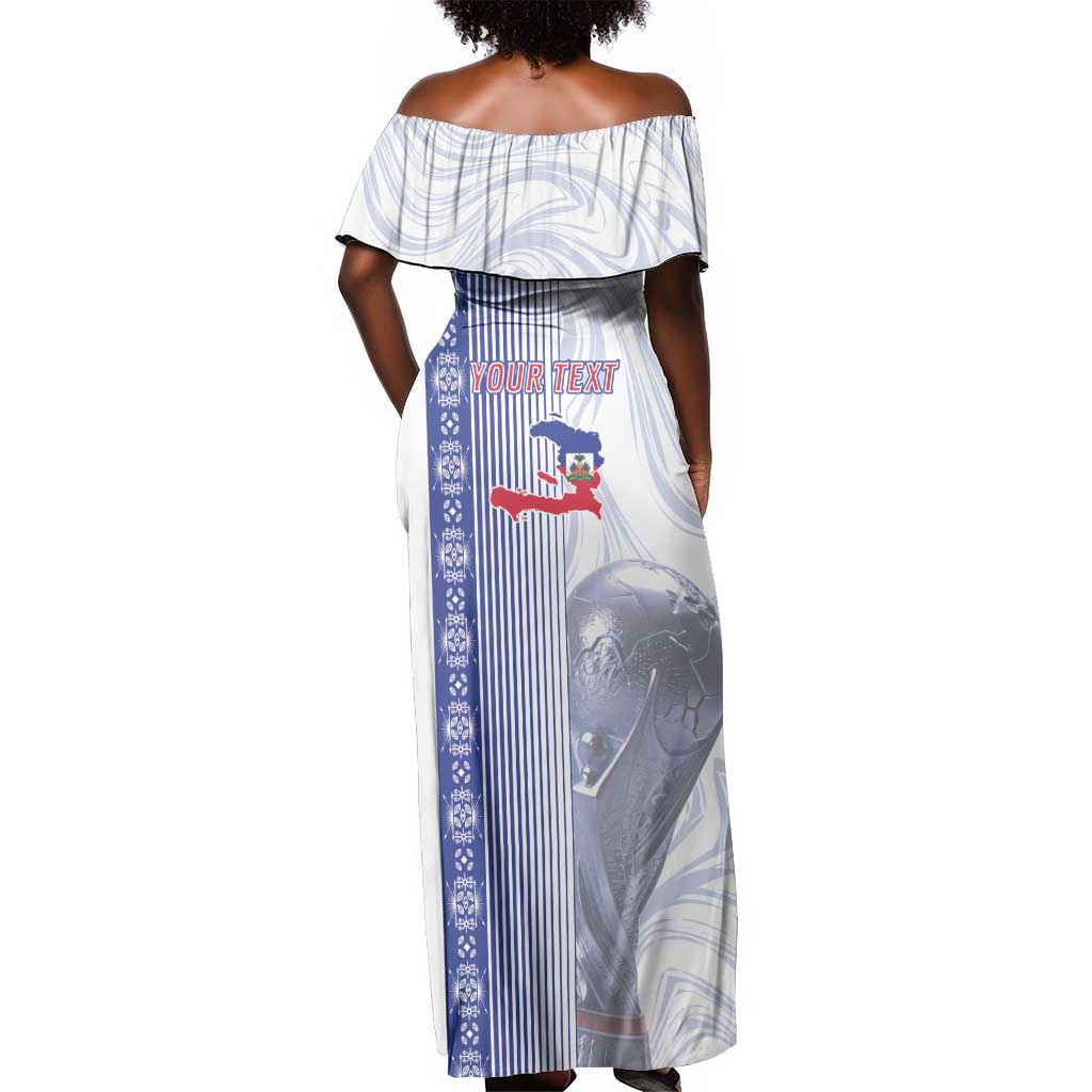 Custom Afro-Haiti Football Off Shoulder Maxi Dress 2026 Grenadye Alaso White Version - African Pride