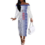 Custom Afro-Haiti Football Off The Shoulder Long Sleeve Dress 2026 Grenadye Alaso White Version - African Pride