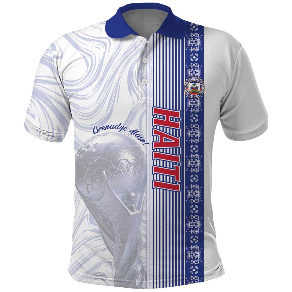 Custom Afro-Haiti Football Polo Shirt 2026 Grenadye Alaso White Version LT14