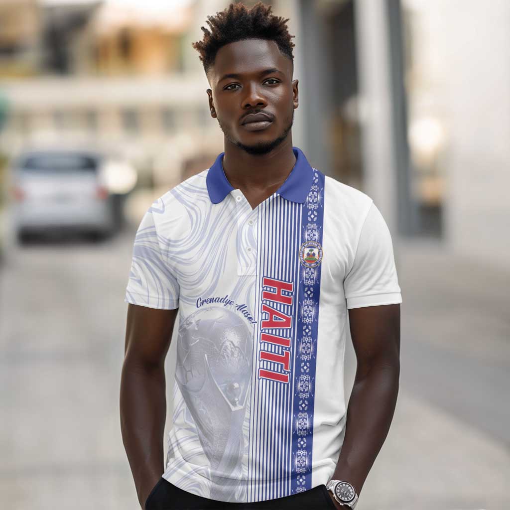 Custom Afro-Haiti Football Polo Shirt 2026 Grenadye Alaso White Version LT14