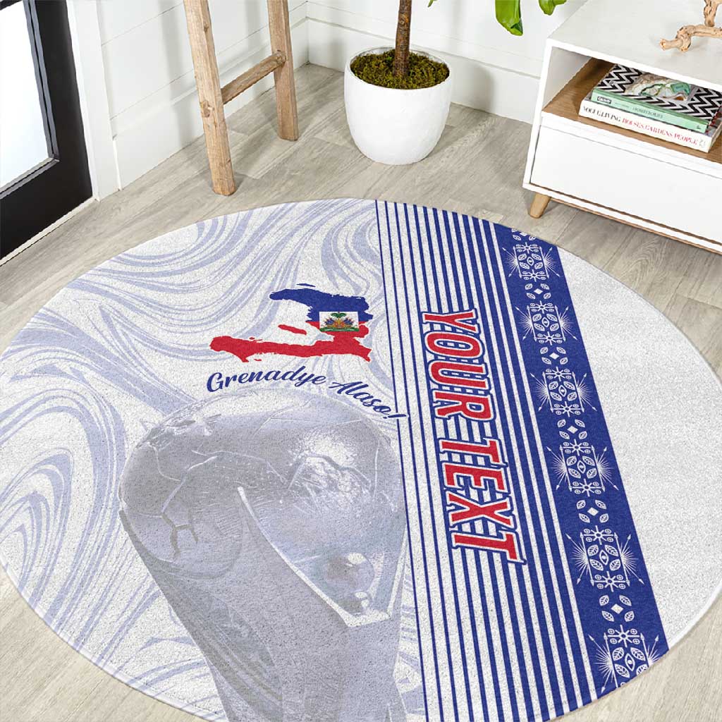 Custom Afro-Haiti Football Round Carpet 2026 Grenadye Alaso White Version - African Pride