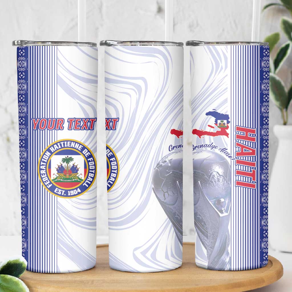 Custom Afro-Haiti Football Skinny Tumbler 2026 Grenadye Alaso White Version - African Pride