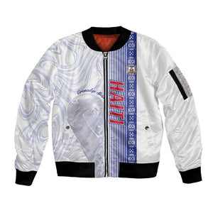 Custom Afro-Haiti Football Sleeve Zip Bomber Jacket 2026 Grenadye Alaso White Version - African Pride