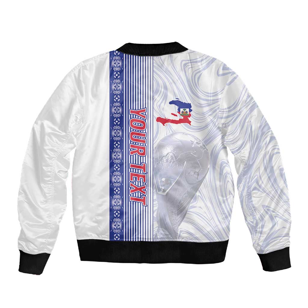 Custom Afro-Haiti Football Sleeve Zip Bomber Jacket 2026 Grenadye Alaso White Version - African Pride