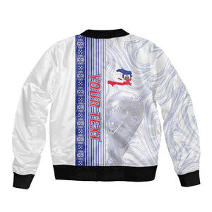 Custom Afro-Haiti Football Sleeve Zip Bomber Jacket 2026 Grenadye Alaso White Version - African Pride