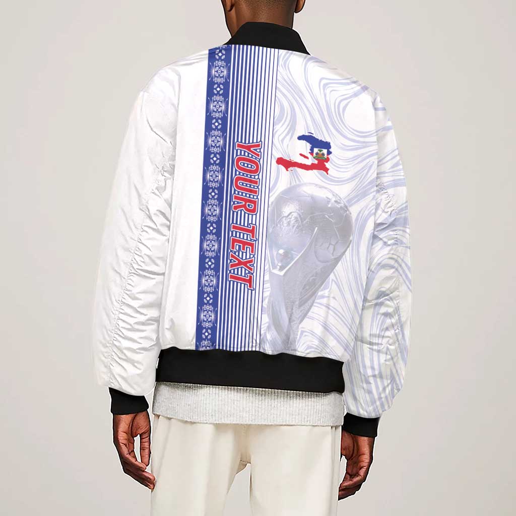 Custom Afro-Haiti Football Sleeve Zip Bomber Jacket 2026 Grenadye Alaso White Version - African Pride