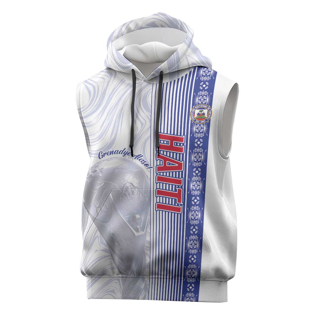 Custom Afro-Haiti Football Sleeveless Hoodie 2026 Grenadye Alaso White Version - African Pride