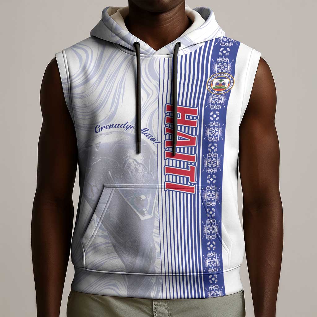 Custom Afro-Haiti Football Sleeveless Hoodie 2026 Grenadye Alaso White Version - African Pride