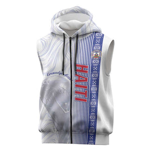 Custom Afro-Haiti Football Sleeveless Zip Hoodie 2026 Grenadye Alaso White Version - African Pride