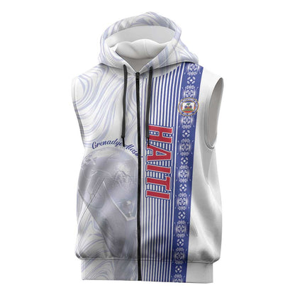 Custom Afro-Haiti Football Sleeveless Zip Hoodie 2026 Grenadye Alaso White Version - African Pride
