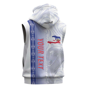 Custom Afro-Haiti Football Sleeveless Zip Hoodie 2026 Grenadye Alaso White Version - African Pride