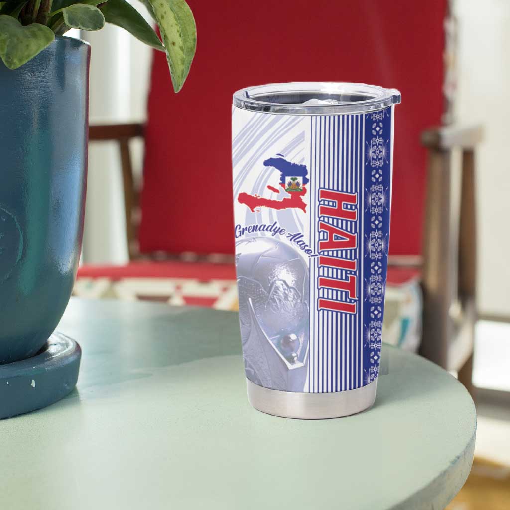 Custom Afro-Haiti Football Tumbler Cup 2026 Grenadye Alaso White Version - African Pride