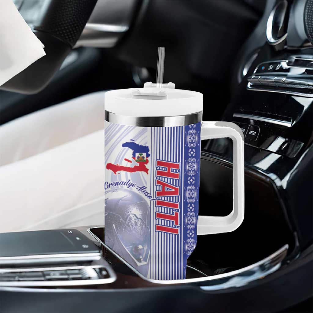 Custom Afro-Haiti Football Tumbler With Handle 2026 Grenadye Alaso White Version - African Pride