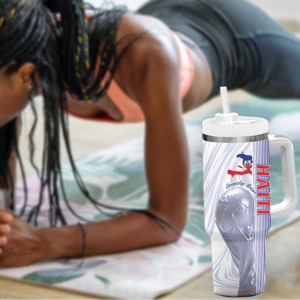 Custom Afro-Haiti Football Tumbler With Handle 2026 Grenadye Alaso White Version - African Pride