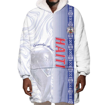 Custom Afro-Haiti Football Wearable Blanket Hoodie 2026 Grenadye Alaso White Version - African Pride