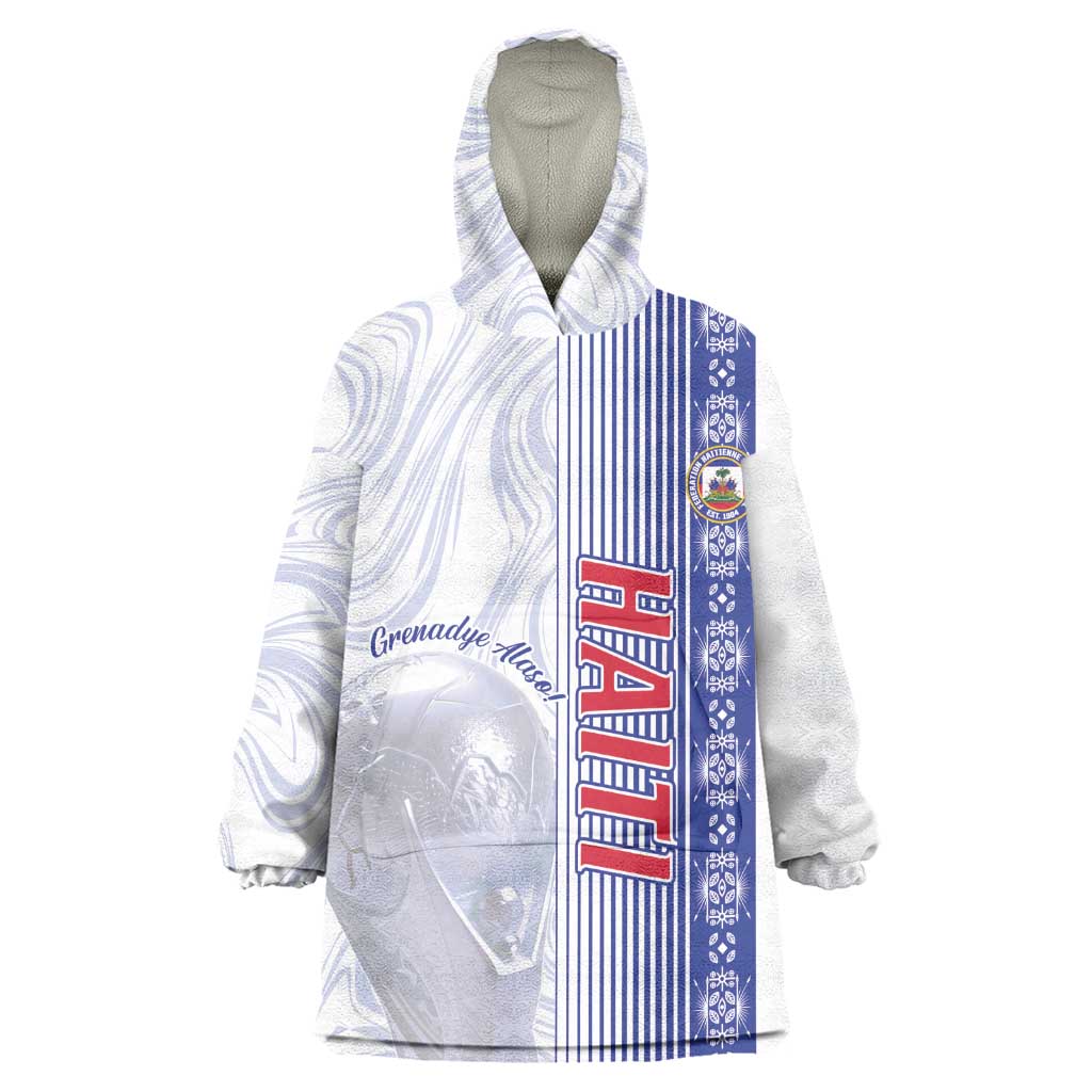 Custom Afro-Haiti Football Wearable Blanket Hoodie 2026 Grenadye Alaso White Version - African Pride