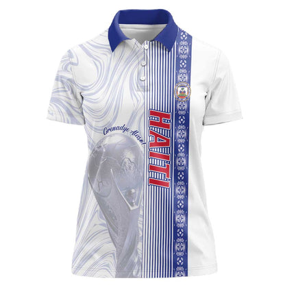 Custom Afro-Haiti Football Women Polo Shirt 2026 Grenadye Alaso White Version - African Pride