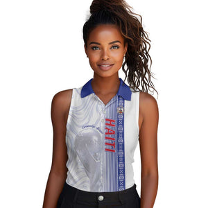 Custom Afro-Haiti Football Women Sleeveless Polo Shirt 2026 Grenadye Alaso White Version - African Pride