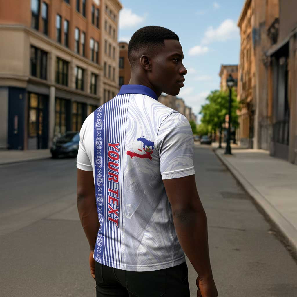 Custom Afro-Haiti Football Zipper Polo Shirt 2026 Grenadye Alaso White Version - African Pride