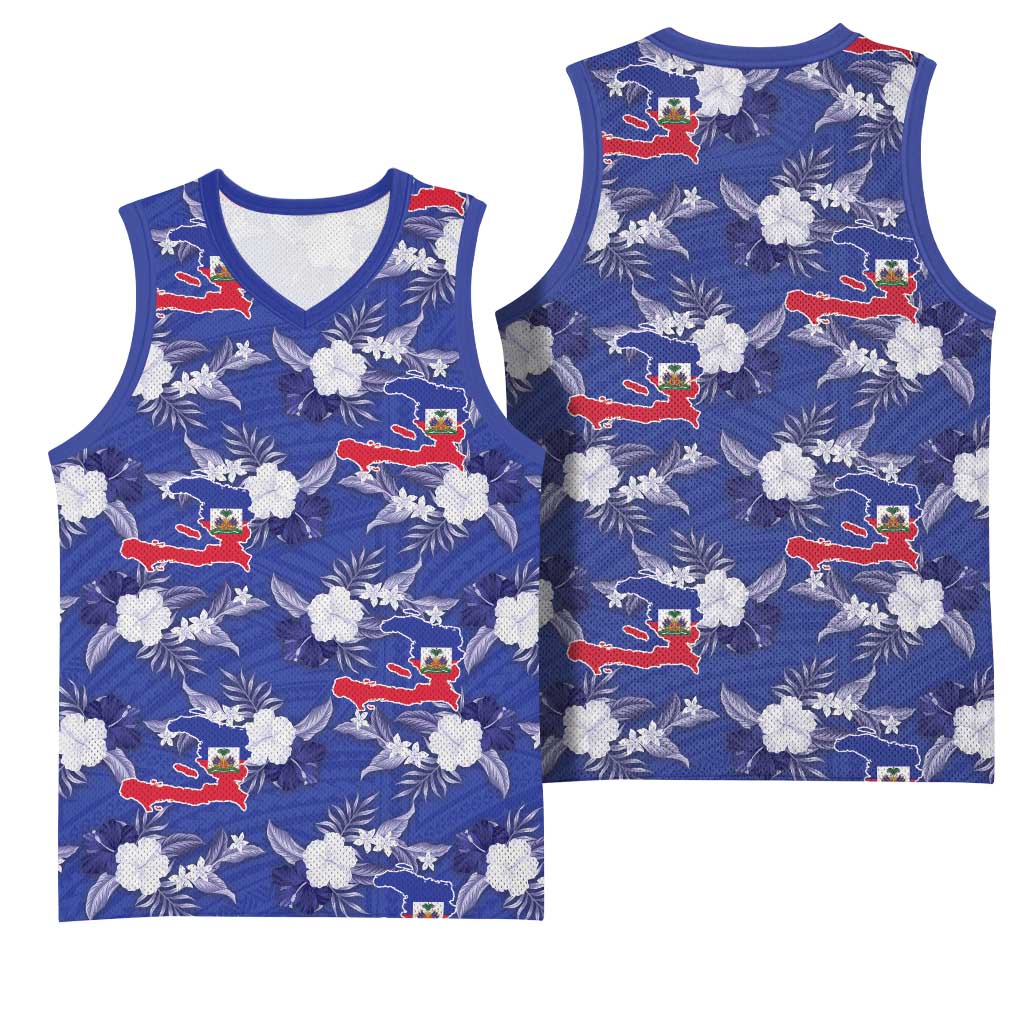 Afro-Haitians Basketball Jersey Ayiti Map and Rose Kayenn Tropical Style - African Pride
