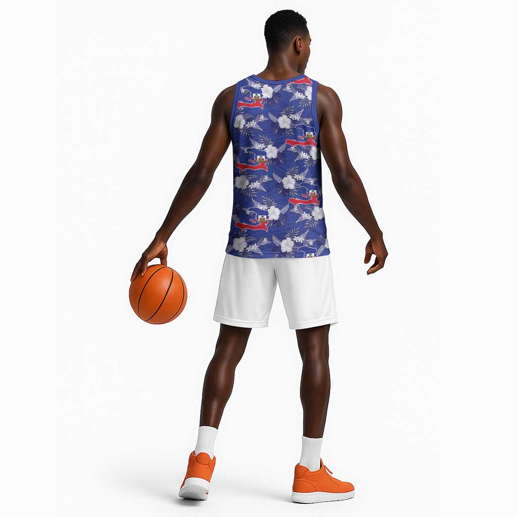 Afro-Haitians Basketball Jersey Ayiti Map and Rose Kayenn Tropical Style - African Pride