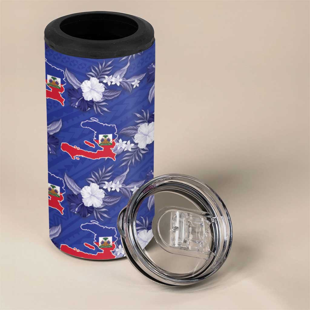Afro-Haitians 4 in 1 Can Cooler Tumbler Ayiti Map and Rose Kayenn Tropical Style - African Pride