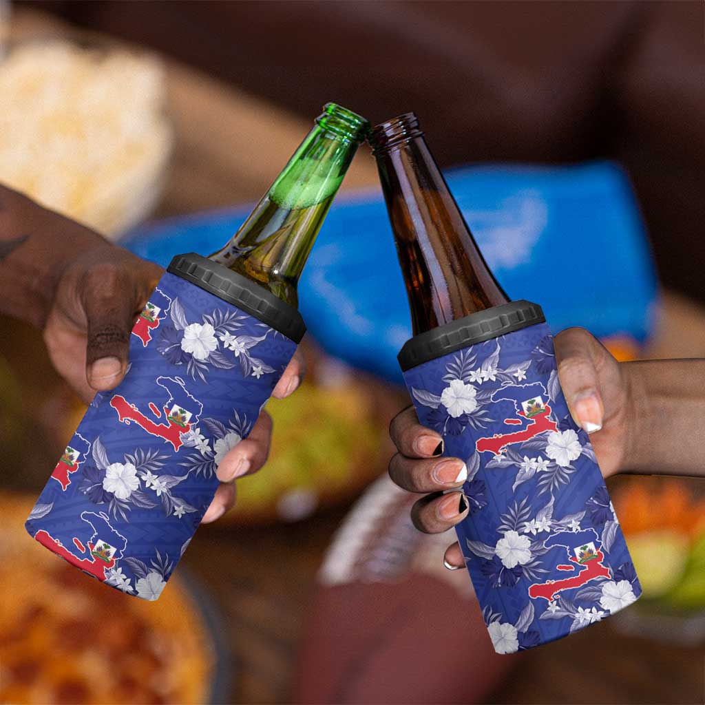 Afro-Haitians 4 in 1 Can Cooler Tumbler Ayiti Map and Rose Kayenn Tropical Style - African Pride