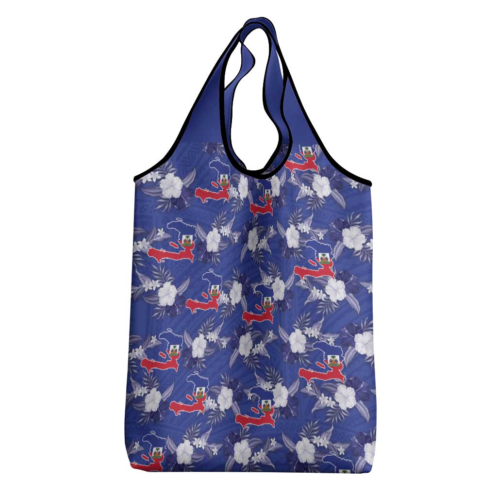 Afro-Haitians Grocery Bag Ayiti Map and Rose Kayenn Tropical Style - African Pride