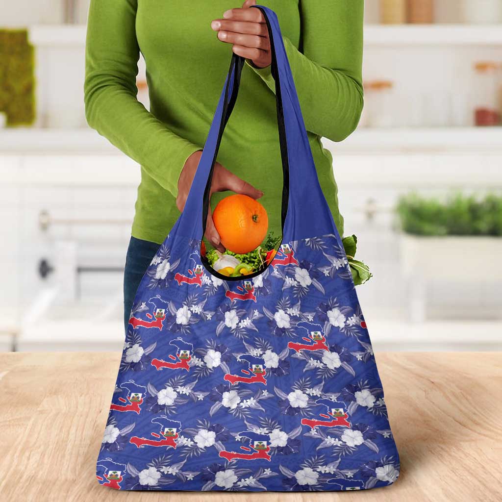 Afro-Haitians Grocery Bag Ayiti Map and Rose Kayenn Tropical Style - African Pride