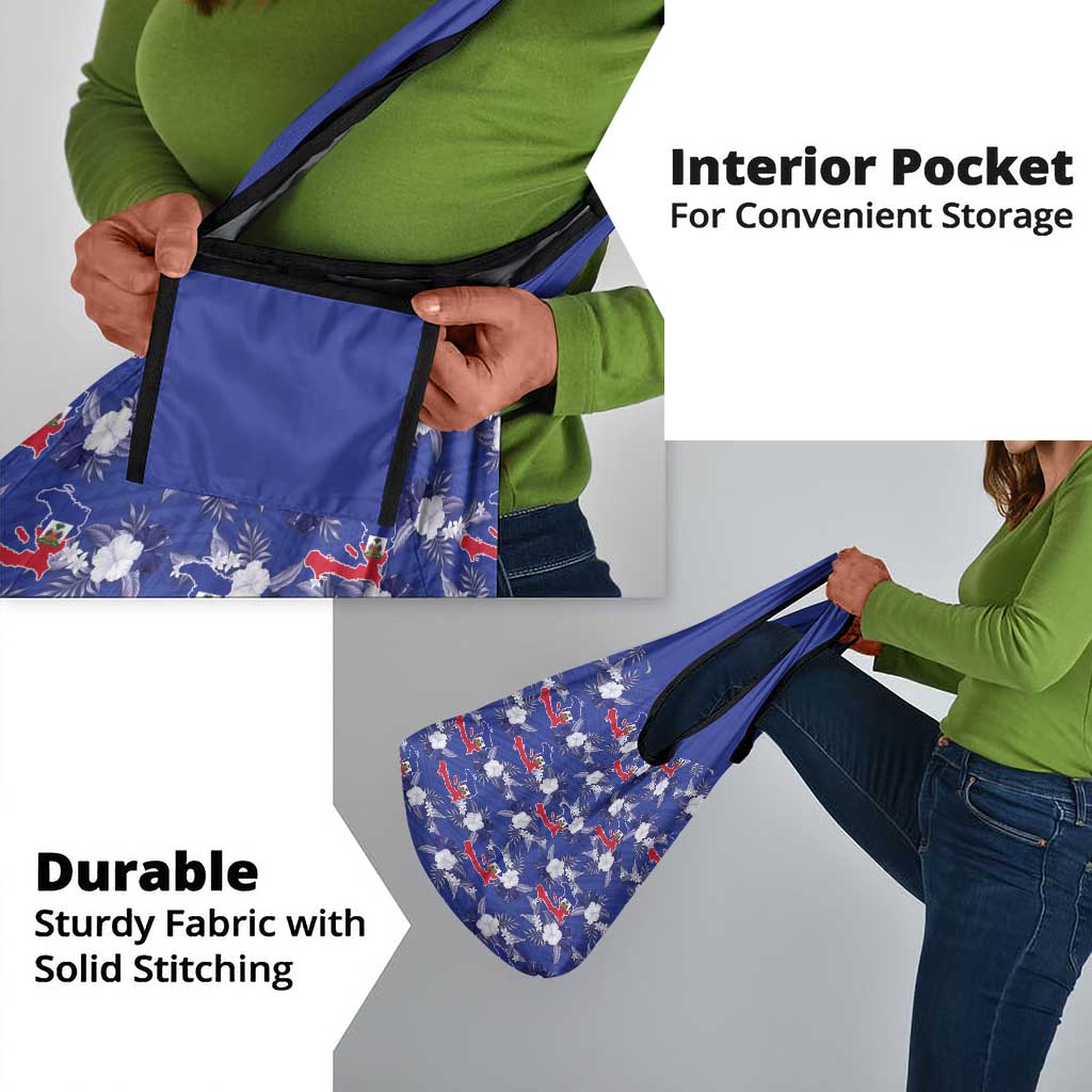 Afro-Haitians Grocery Bag Ayiti Map and Rose Kayenn Tropical Style - African Pride