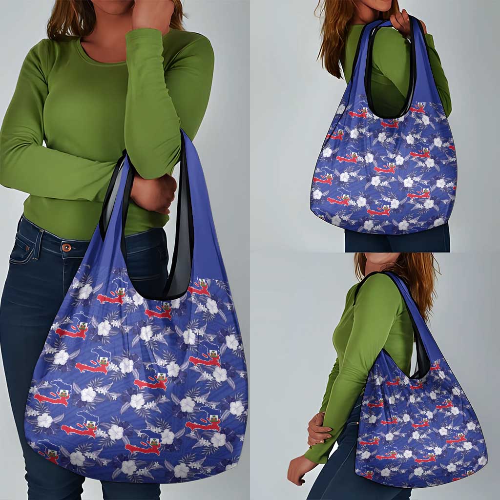 Afro-Haitians Grocery Bag Ayiti Map and Rose Kayenn Tropical Style - African Pride