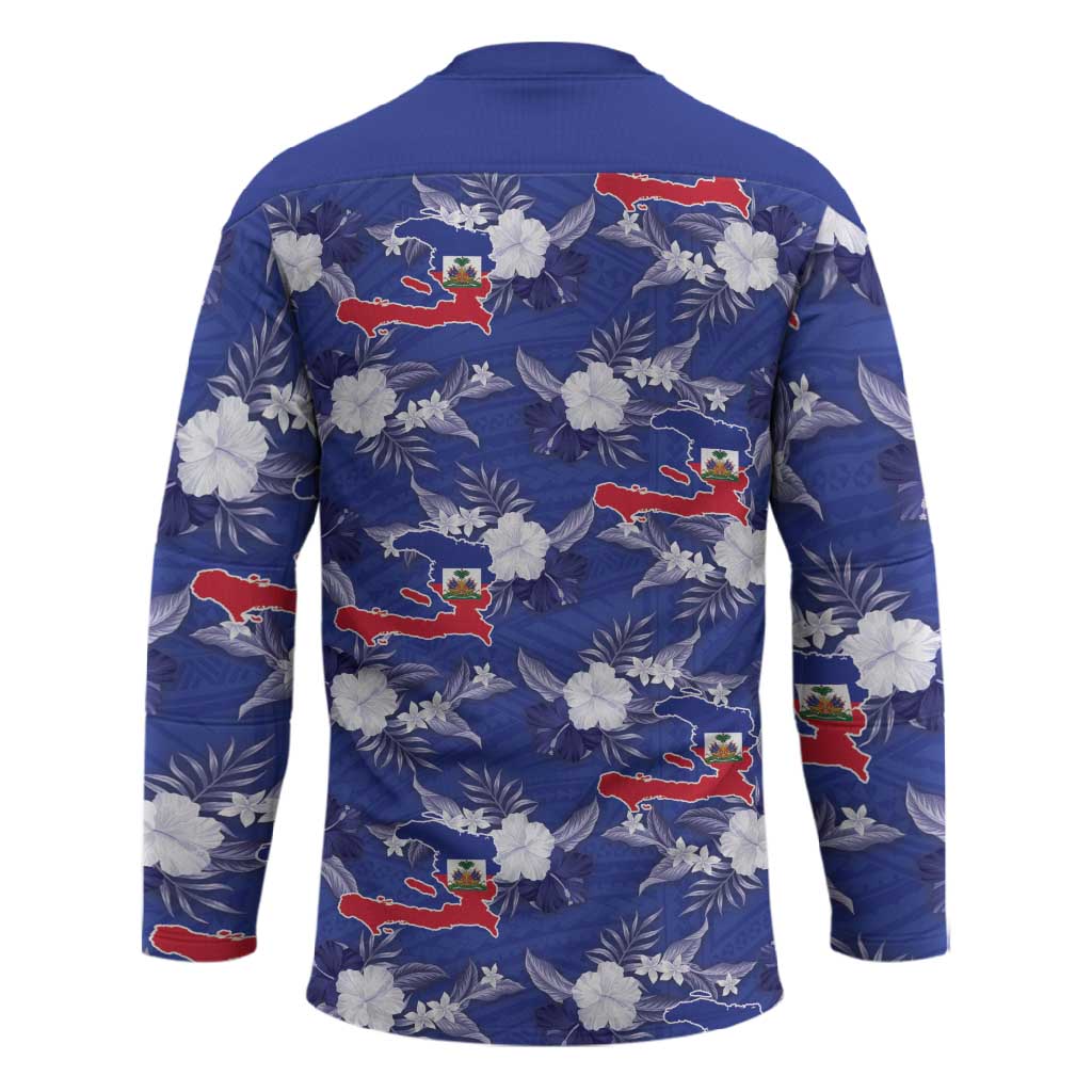 Afro-Haitians Hockey Jersey Ayiti Map and Rose Kayenn Tropical Style - African Pride