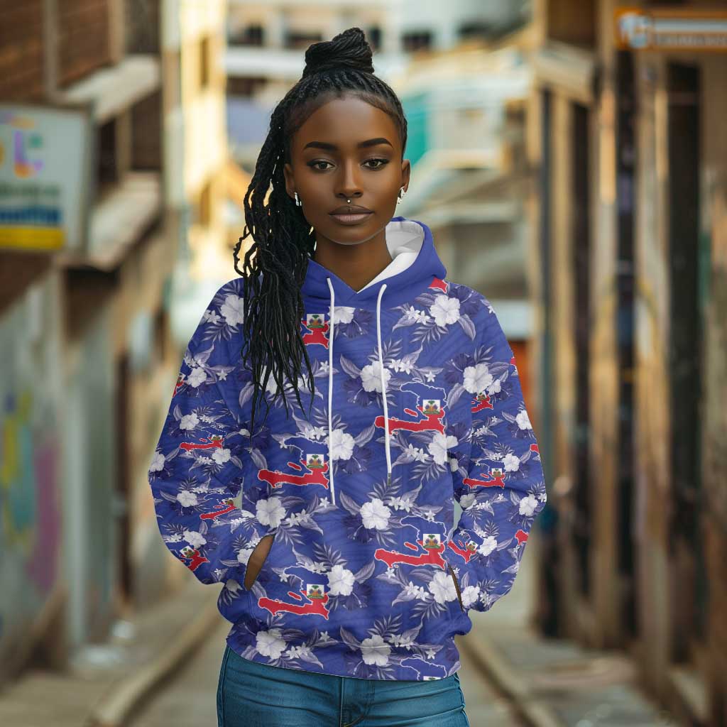 Afro-Haitians Hoodie Ayiti Map and Rose Kayenn Tropical Style - African Pride