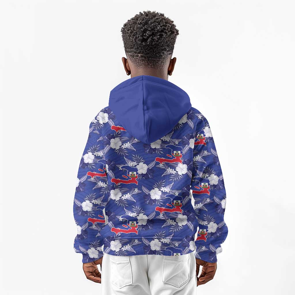 Afro-Haitians Kid Hoodie Ayiti Map and Rose Kayenn Tropical Style - African Pride