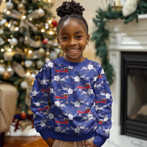 Afro-Haitians Kid Ugly Christmas Sweater Ayiti Map and Rose Kayenn Tropical Style - African Pride