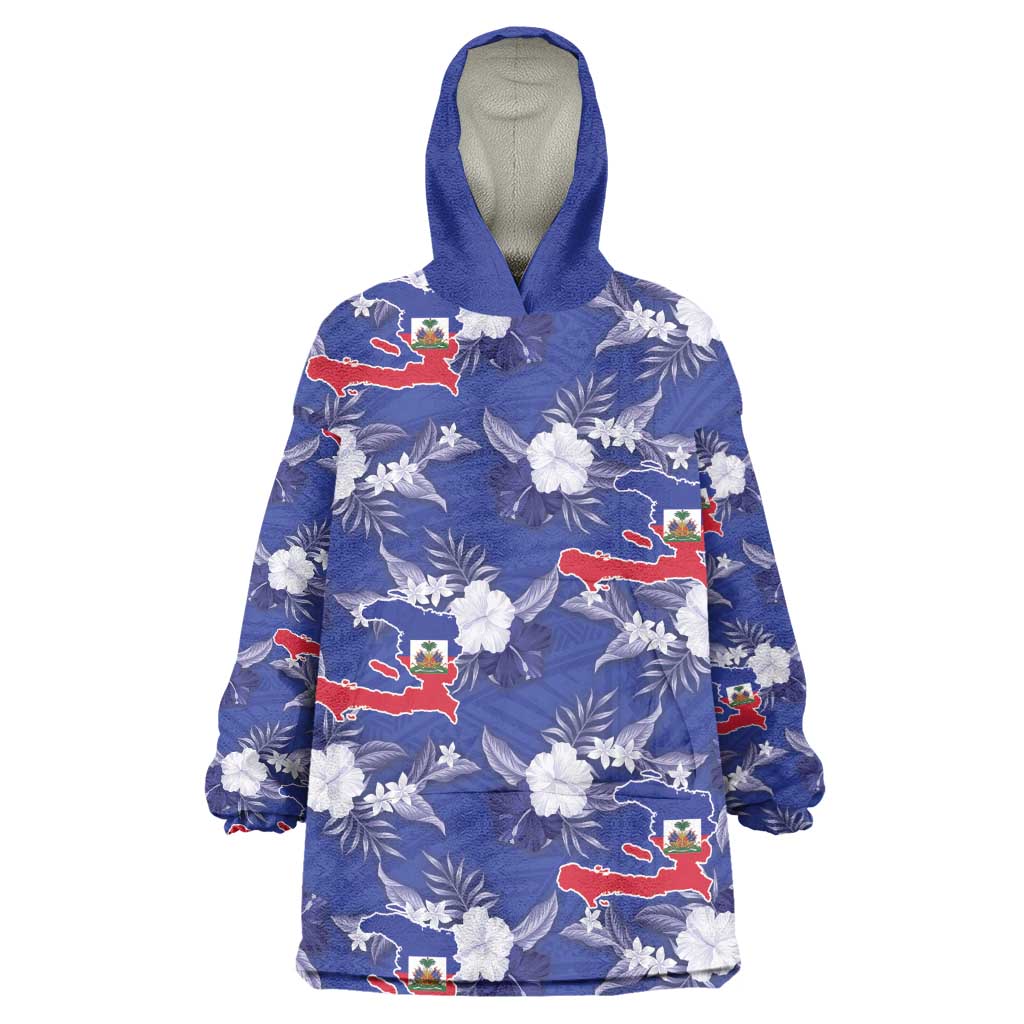 Afro-Haitians Kid Wearable Blanket Hoodie Ayiti Map and Rose Kayenn Tropical Style - African Pride