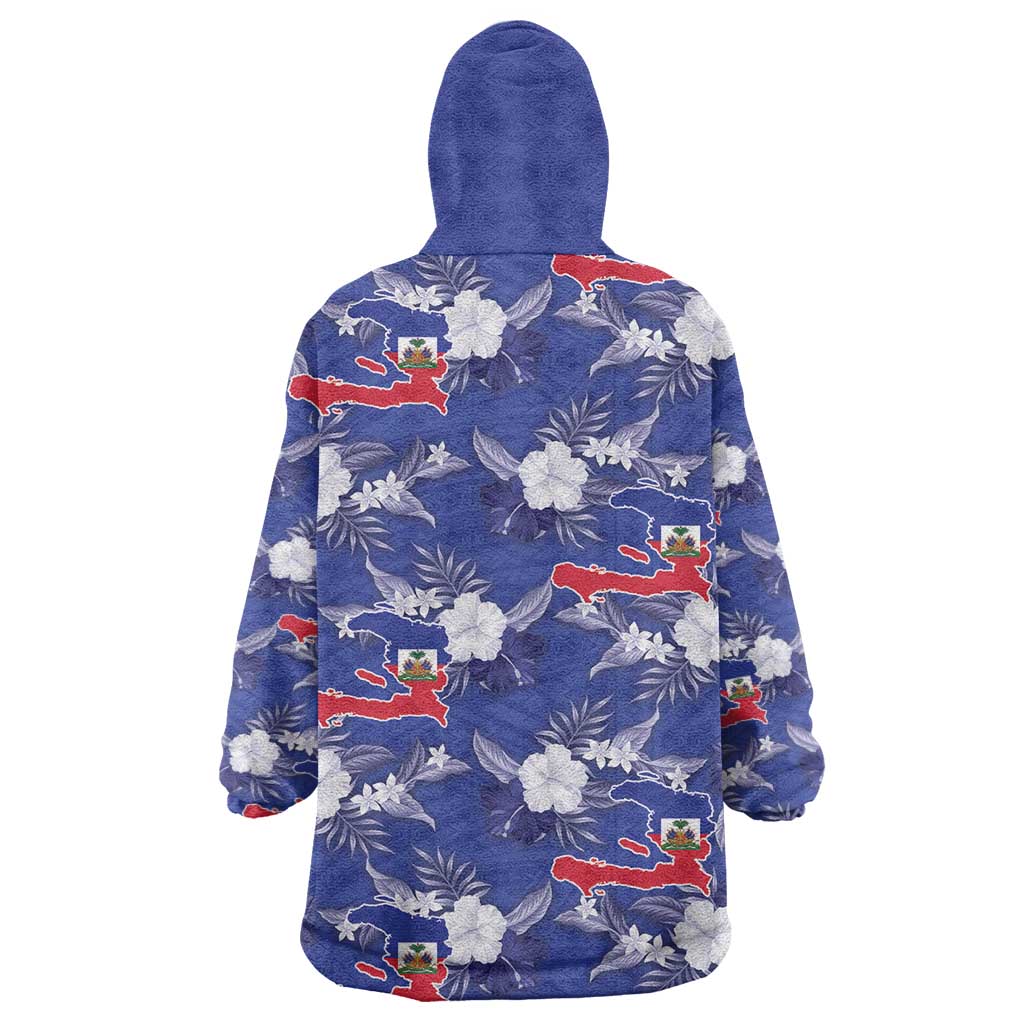 Afro-Haitians Kid Wearable Blanket Hoodie Ayiti Map and Rose Kayenn Tropical Style - African Pride