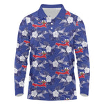 Afro-Haitians Long Sleeve Polo Shirt Ayiti Map and Rose Kayenn Tropical Style - African Pride