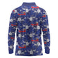 Afro-Haitians Long Sleeve Polo Shirt Ayiti Map and Rose Kayenn Tropical Style - African Pride