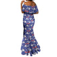 Afro-Haitians Mermaid Dress Ayiti Map and Rose Kayenn Tropical Style - African Pride