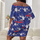 Afro-Haitians Off Shoulder Short Dress Ayiti Map and Rose Kayenn Tropical Style - African Pride