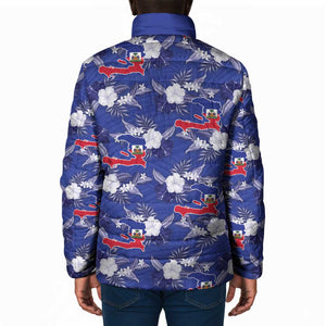 Afro-Haitians Padded Jacket Ayiti Map and Rose Kayenn Tropical Style - African Pride
