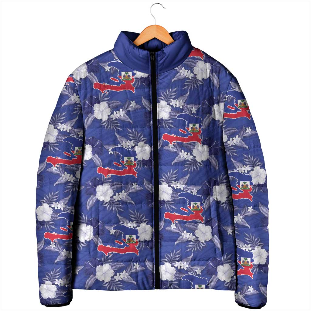 Afro-Haitians Padded Jacket Ayiti Map and Rose Kayenn Tropical Style - African Pride