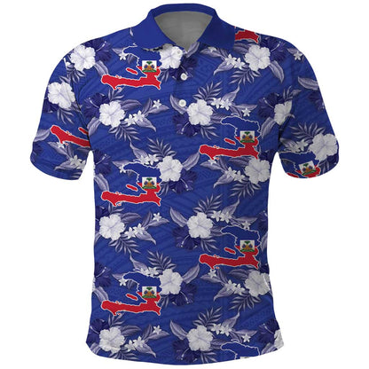 Afro-Haitians Polo Shirt Ayiti Map and Rose Kayenn Tropical Style LT14