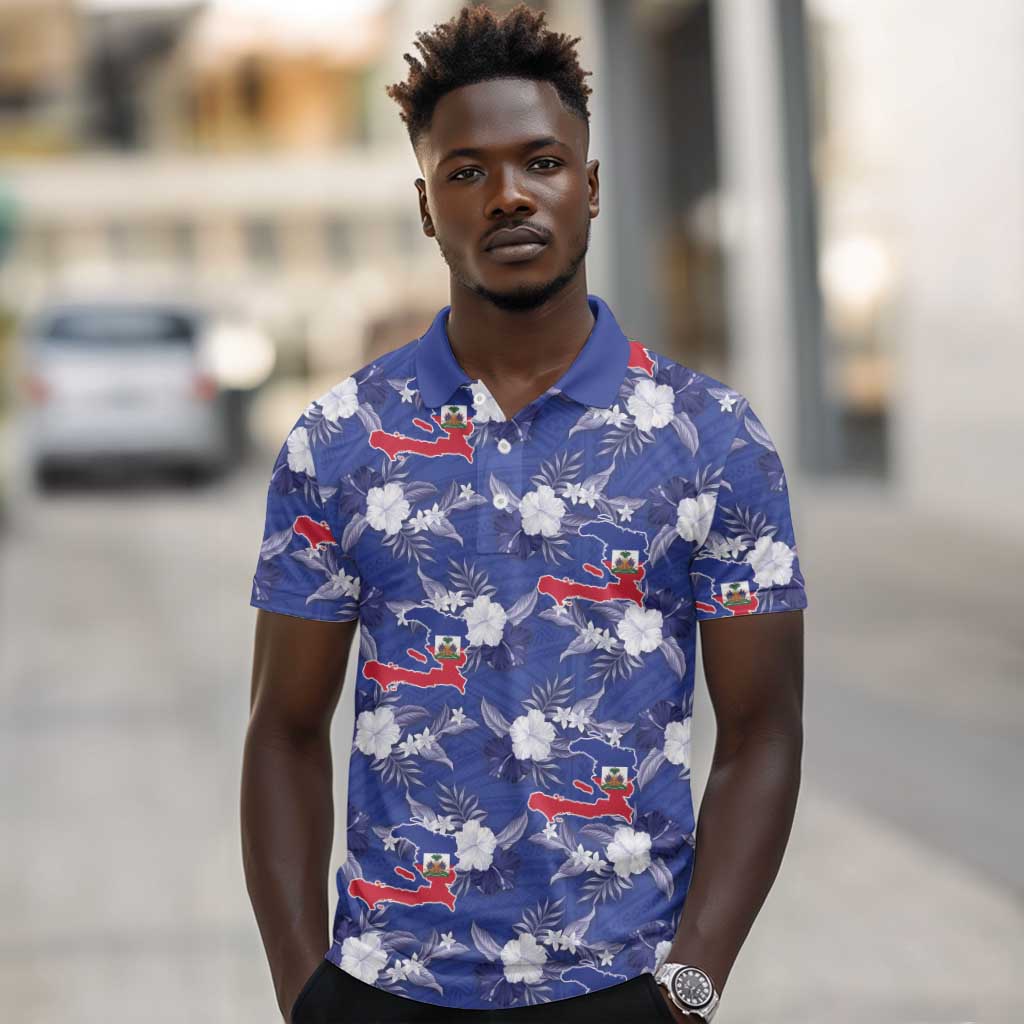 Afro-Haitians Polo Shirt Ayiti Map and Rose Kayenn Tropical Style LT14