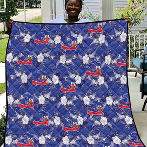 Afro-Haitians Quilt Ayiti Map and Rose Kayenn Tropical Style - African Pride